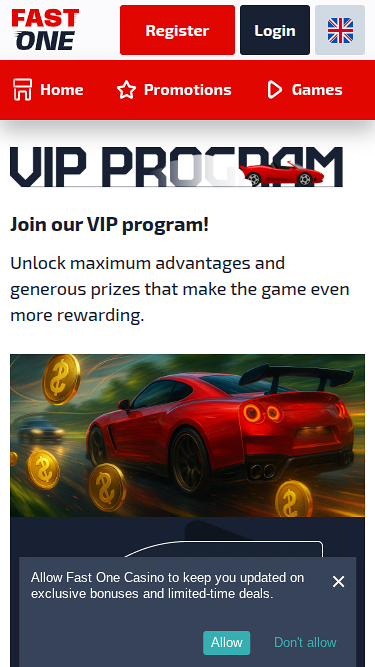 Programme VIP mobile F1 Casino