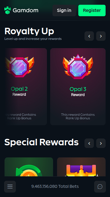 Programme VIP mobile Gamdom Casino