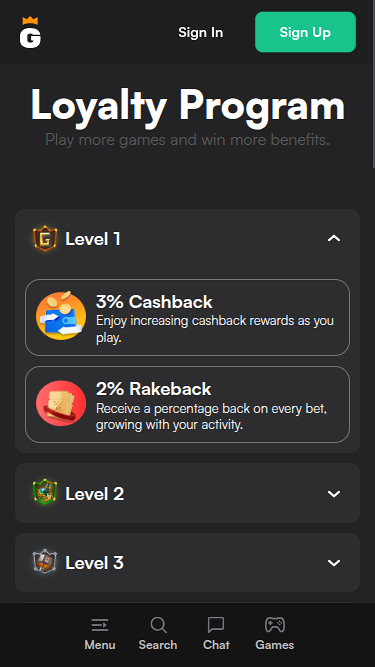 Gamegram Casino Mobile VIP Program