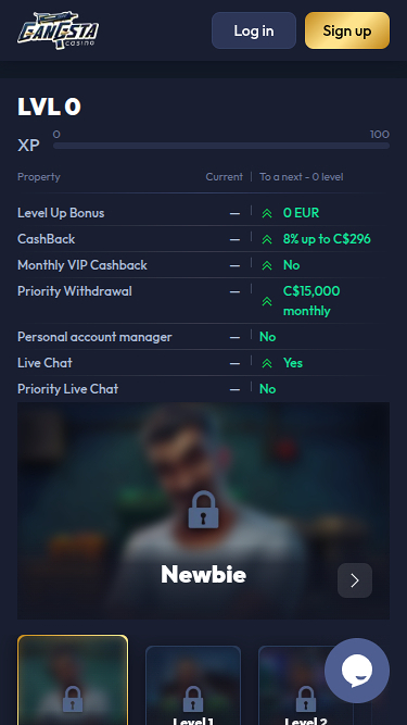 Programme VIP mobile Gangsta Casino