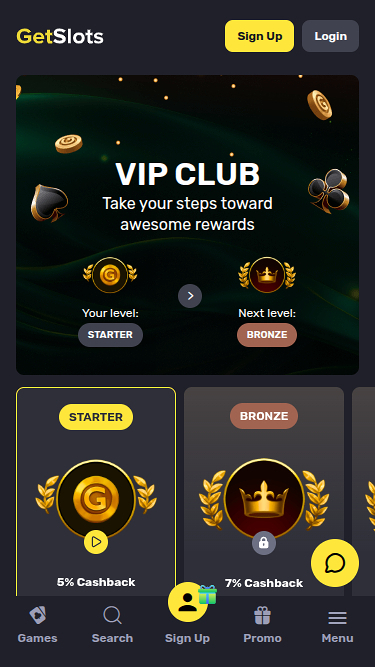 Programme VIP mobile GetSlots Casino