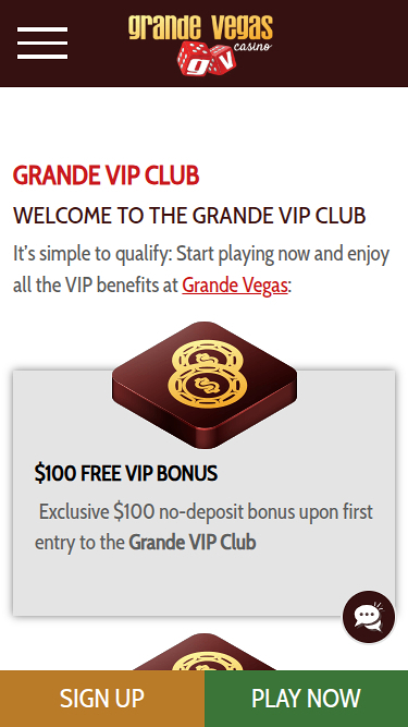 Programme VIP de Grande Vegas Casino pour mobile