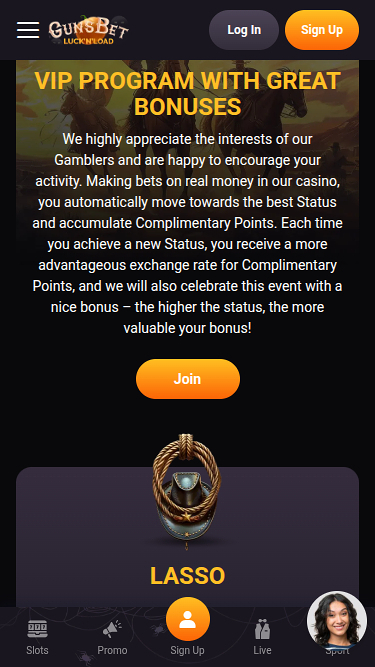 Programma VIP di Gunsbet Casino per Mobile