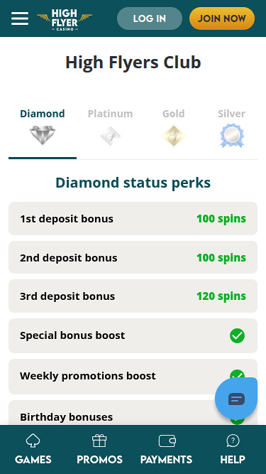 Programme VIP de High Flyer Casino pour mobile