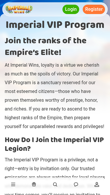 VIP-программа Imperial Wins Casino для мобильных устройств