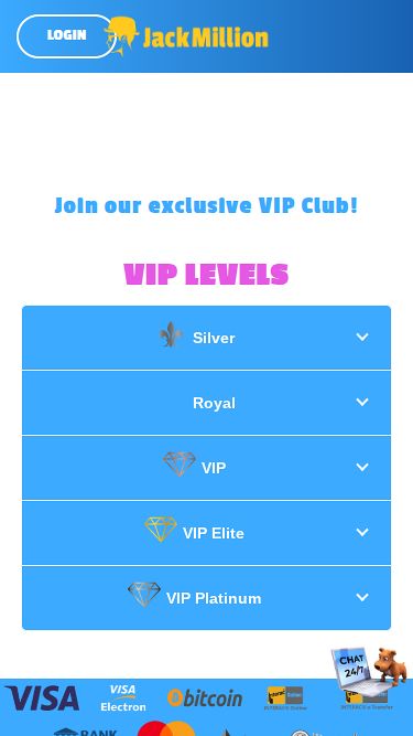 Programme VIP de JackMillion Casino pour mobile