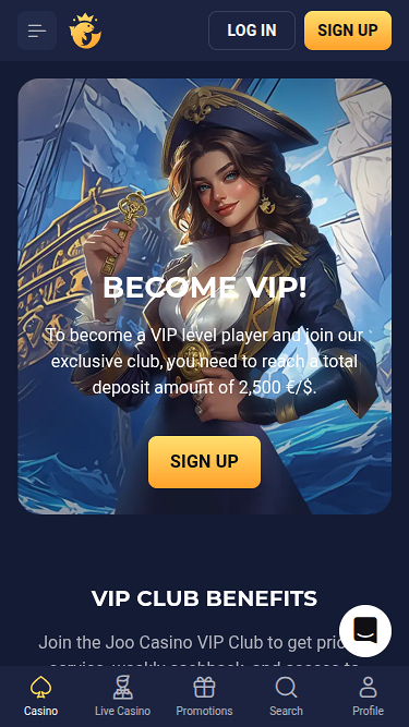 Programme VIP mobile de Joo Casino