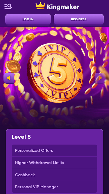 Programme VIP mobile du casino Kingmaker