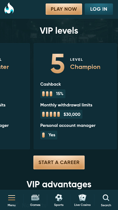 Programa VIP móvil del casino Legend Play