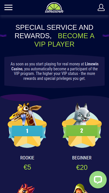 Programme VIP mobile du casino Limewin