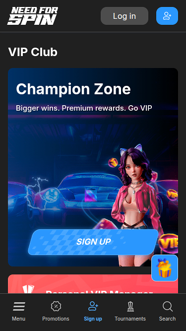 Programme VIP mobile Need for Spin Casino