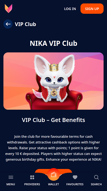 Nika Casino Live VIP Mobile