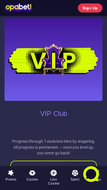 Programme VIP mobile du casino OpaBet