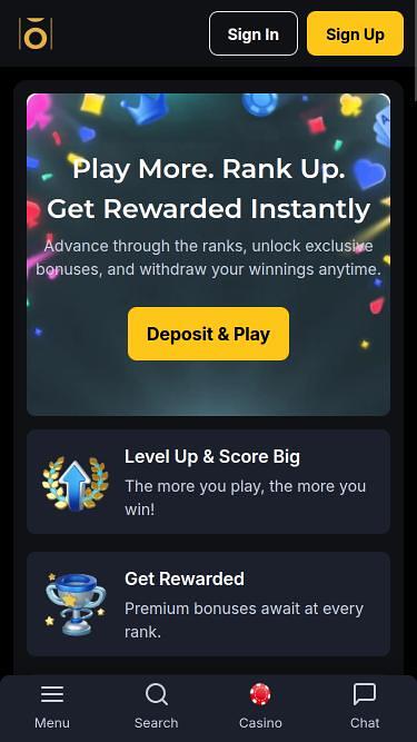 Page mobile VIP du casino Osombet