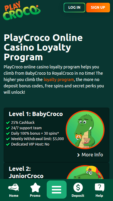 Playcroco VIP Mobile Interface