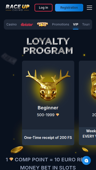 Raceup Casino Mobile VIP Program
