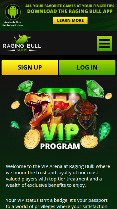 Raging Bull Casino Mobile VIP Program