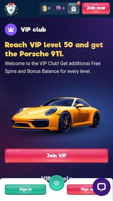 Capture d'écran de la page mobile VIP de SafeCasino