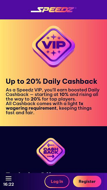 Speedz Casino VIP mobile page