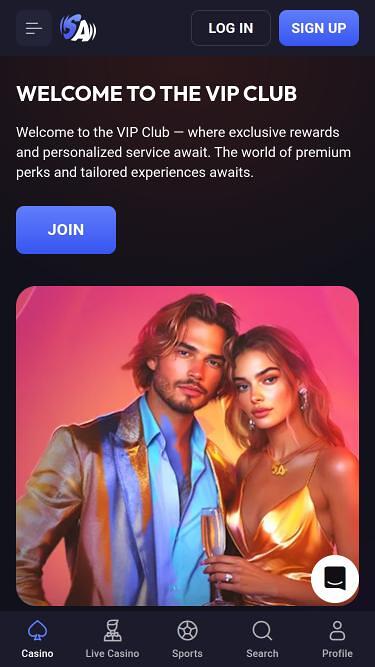 Pagina mobile SpinAura Casino VIP