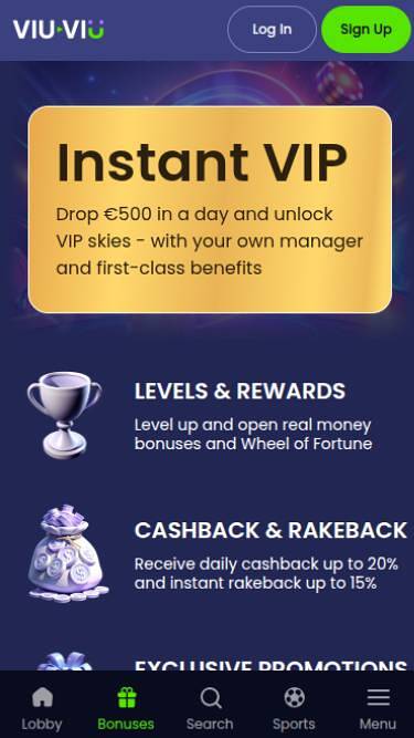 ViuViu Casino Live VIP Mobile