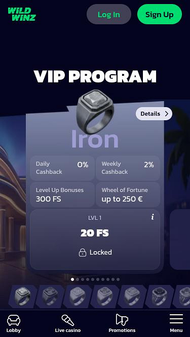 WildWinz Casino VIP mobile page