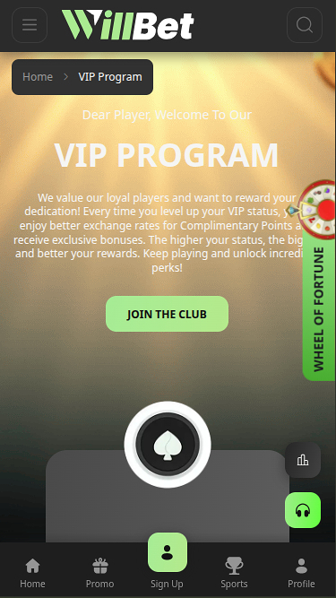 Programme VIP mobile du Casino Willbet