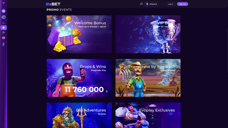 Promociones de escritorio de 0XBet Casino