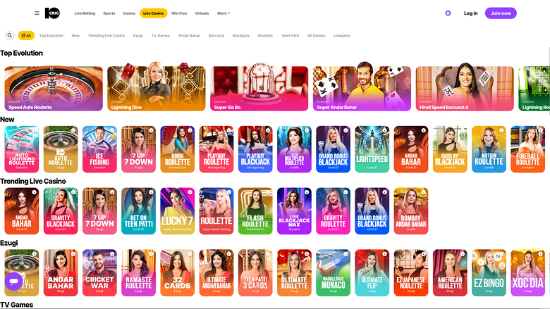 Croupier en direct sur bureau de 10cric Casino