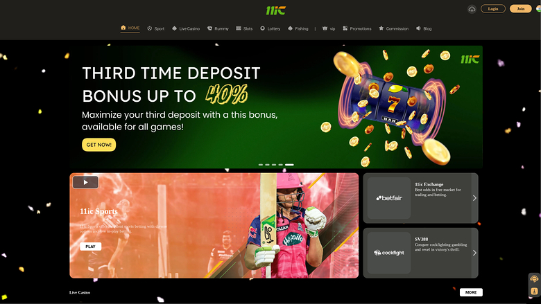 Homepage desktop di 11ic Casino