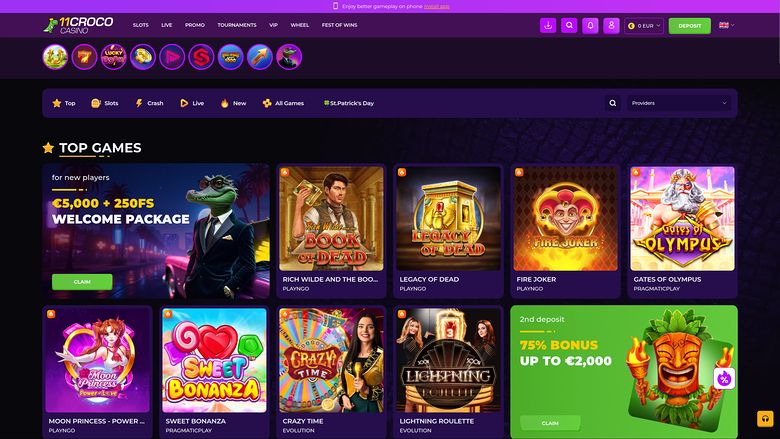 Pagina iniziale desktop di 11croco Casino