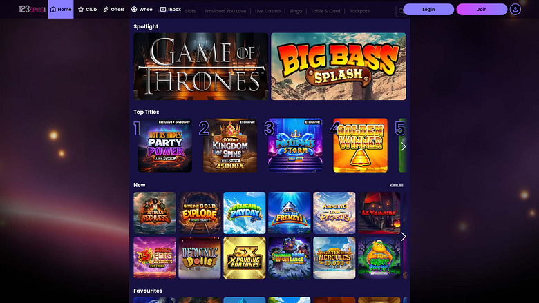 Jogos de cassino para computador do 123Spins Casino