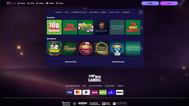 123Spins Casino - Jogos de Mesa e Cartas para Computador - Jogos de Cassino