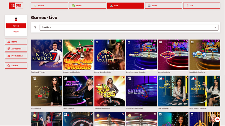 Croupier en direct sur bureau de 14Red Casino