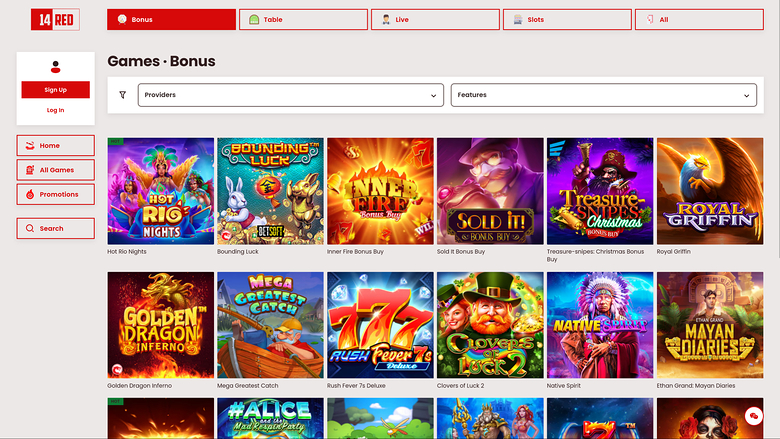 14Red Casino Desktop-Bonusspiele