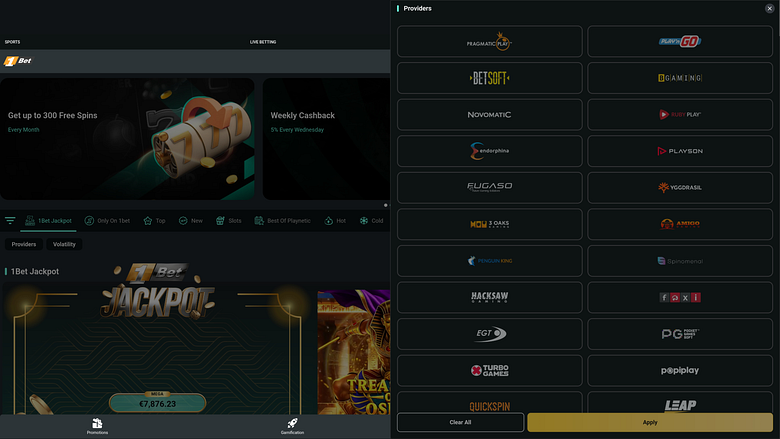 Desarrolladores de juegos de escritorio de 1Bet Casino