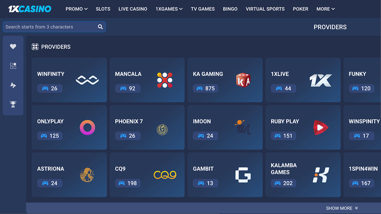 1xCasino Desktop Game Developers