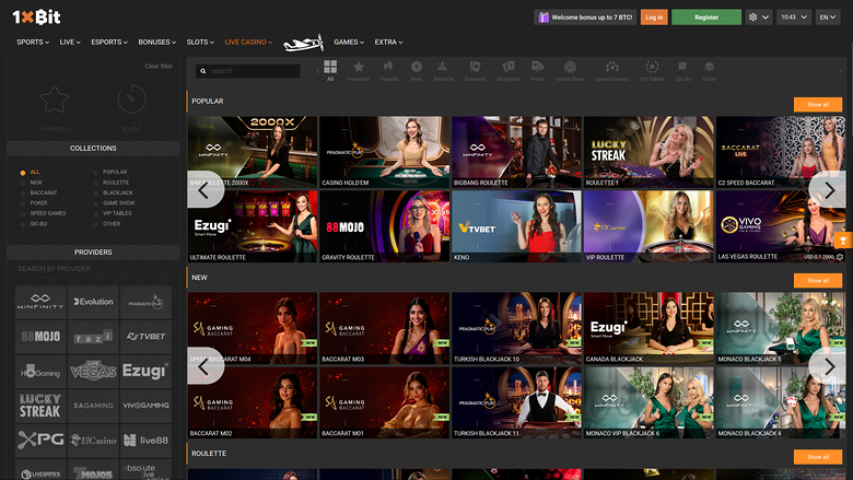 1xBit Casino Desktop Live Dealer