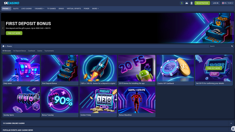 1xCasino Desktop Promotions