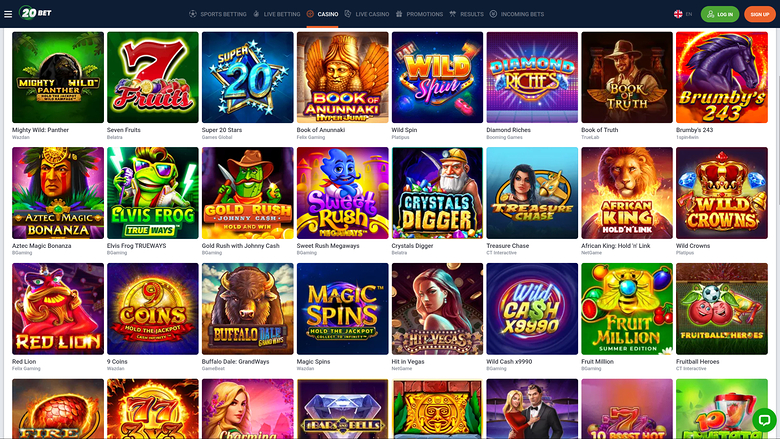 Juegos de escritorio de 20Bet Casino