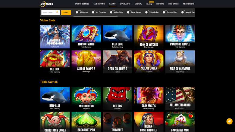 Giochi desktop di 20Bets Casino