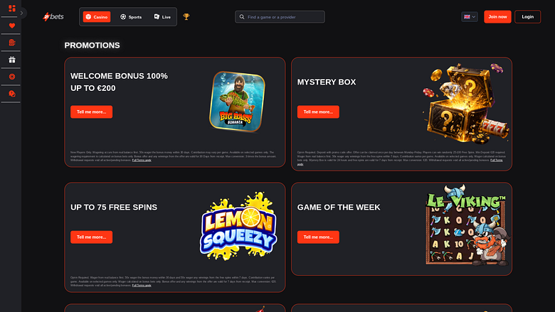 Promoções para computador em 21betscasino.com