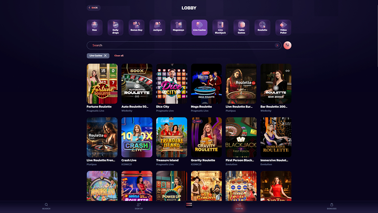 Croupier en direct de bureau de 21Bit Casino