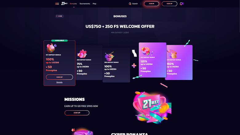 Promotions de bureau de 21Bit Casino