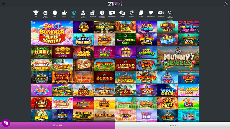 21 Prive Casino Desktop Drops and Wins