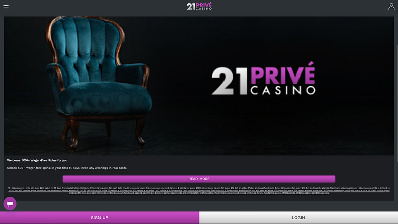 21 Promozioni Desktop di Prive Casino