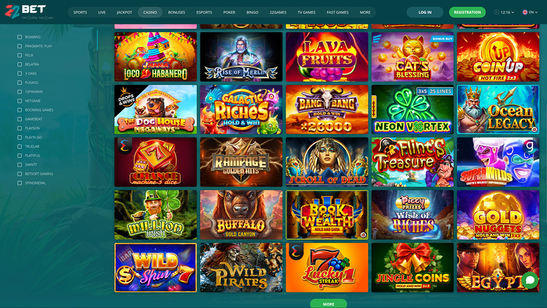 Desarrolladores de juegos de escritorio del casino 22 Bet