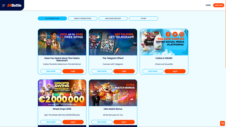 Promotions de bureau du casino 24Bettle