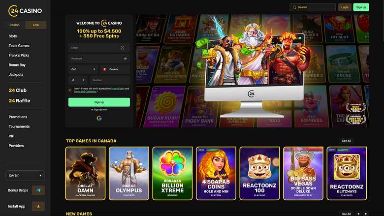 24Casino Desktop-Startseite