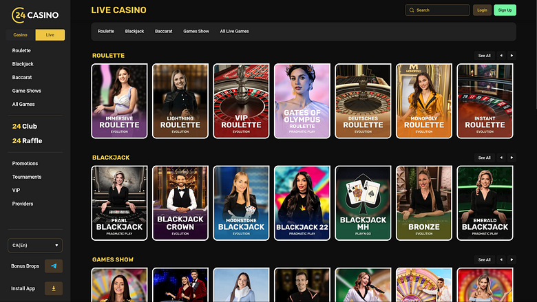 24Casino Desktop Live-Dealer